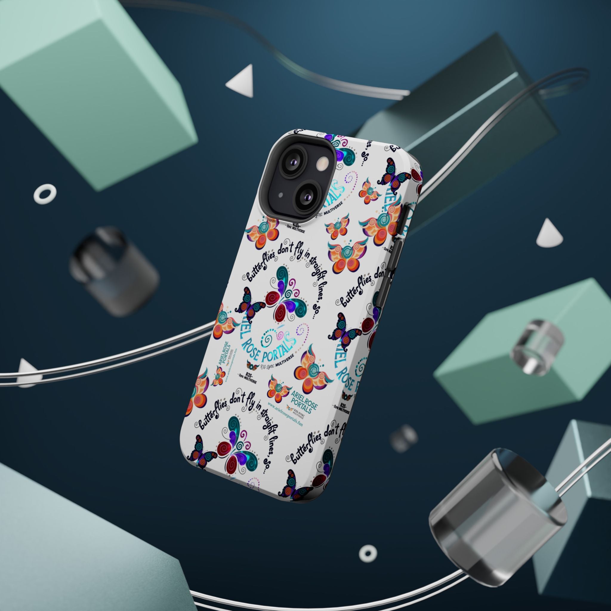 Butterfly Pattern Magnetic Phone Case — "How Butterflies Fly" Ariel Rose Portals Design