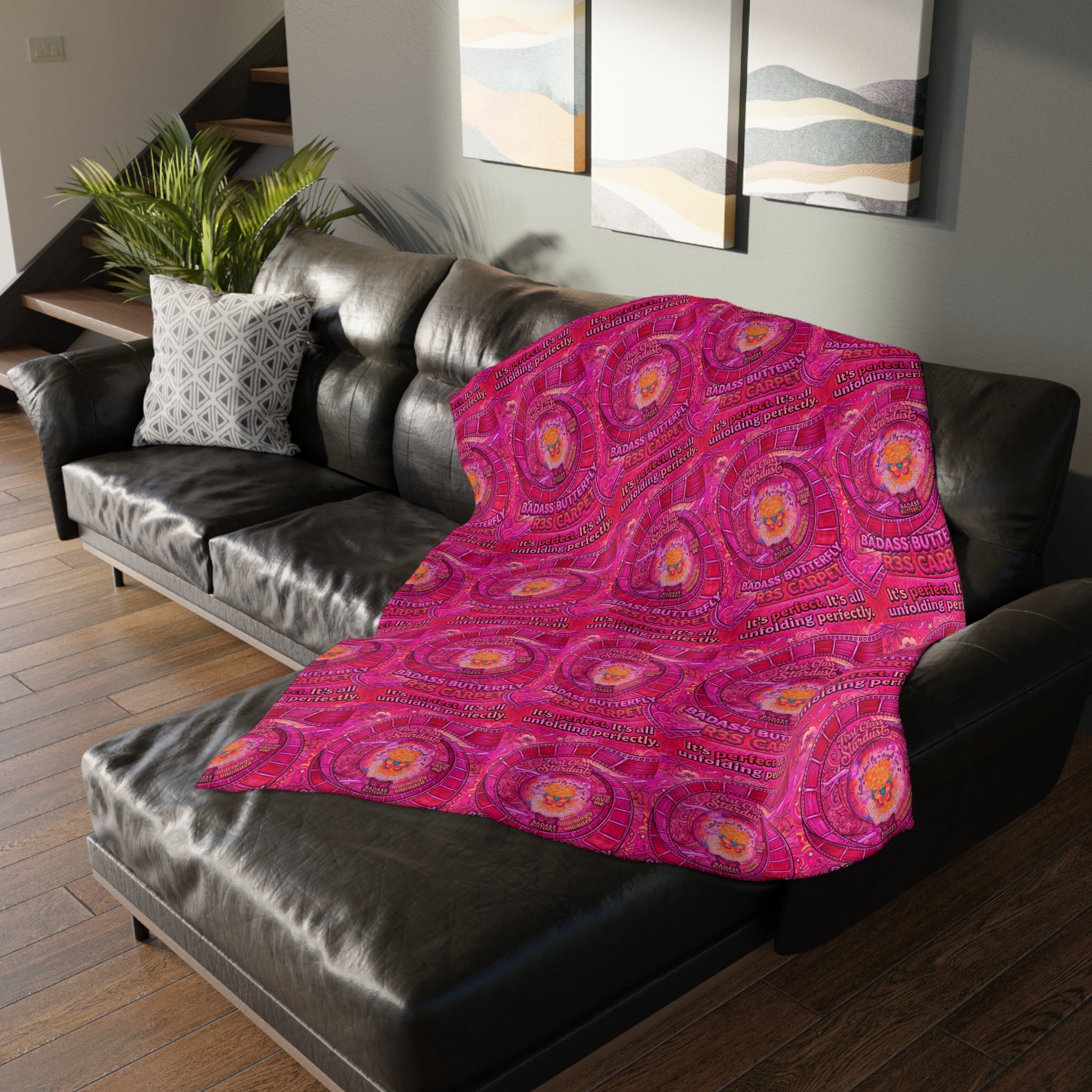 Badass Butterfly R3s-Carpet Pink Velveteen Blanket — "It's perfect. It's all unfolding perfectly."