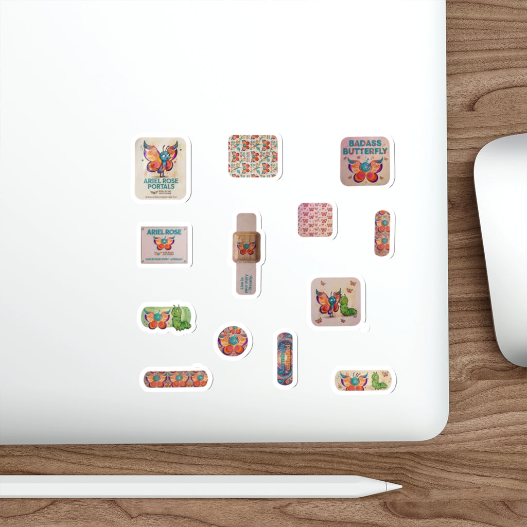 Butterfly Vintage Die-Cut Sticker Pack — 'Badass Butterfly' & Retro Waterproof Outdoor Portal Designs