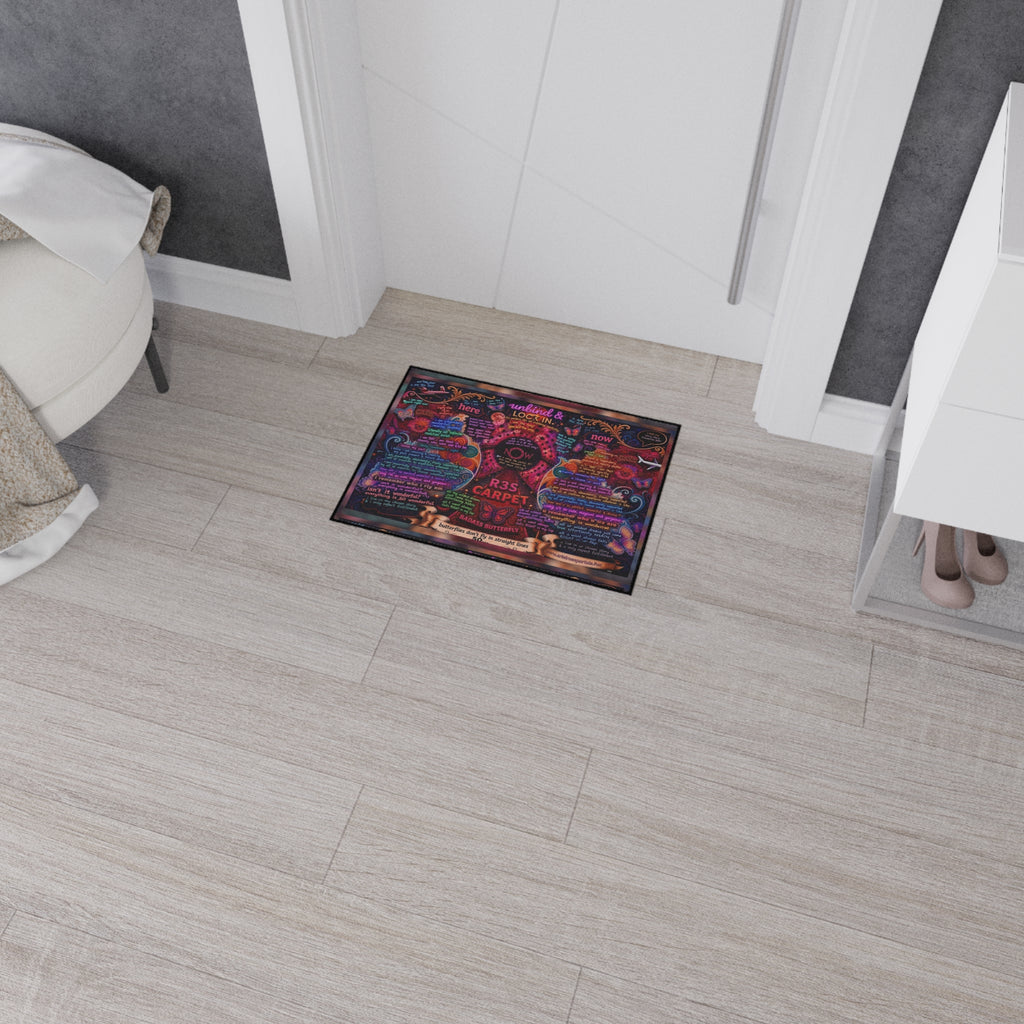 Heavy-Duty Floor Mat — Colorful Inspirational Butterfly Quote Rug