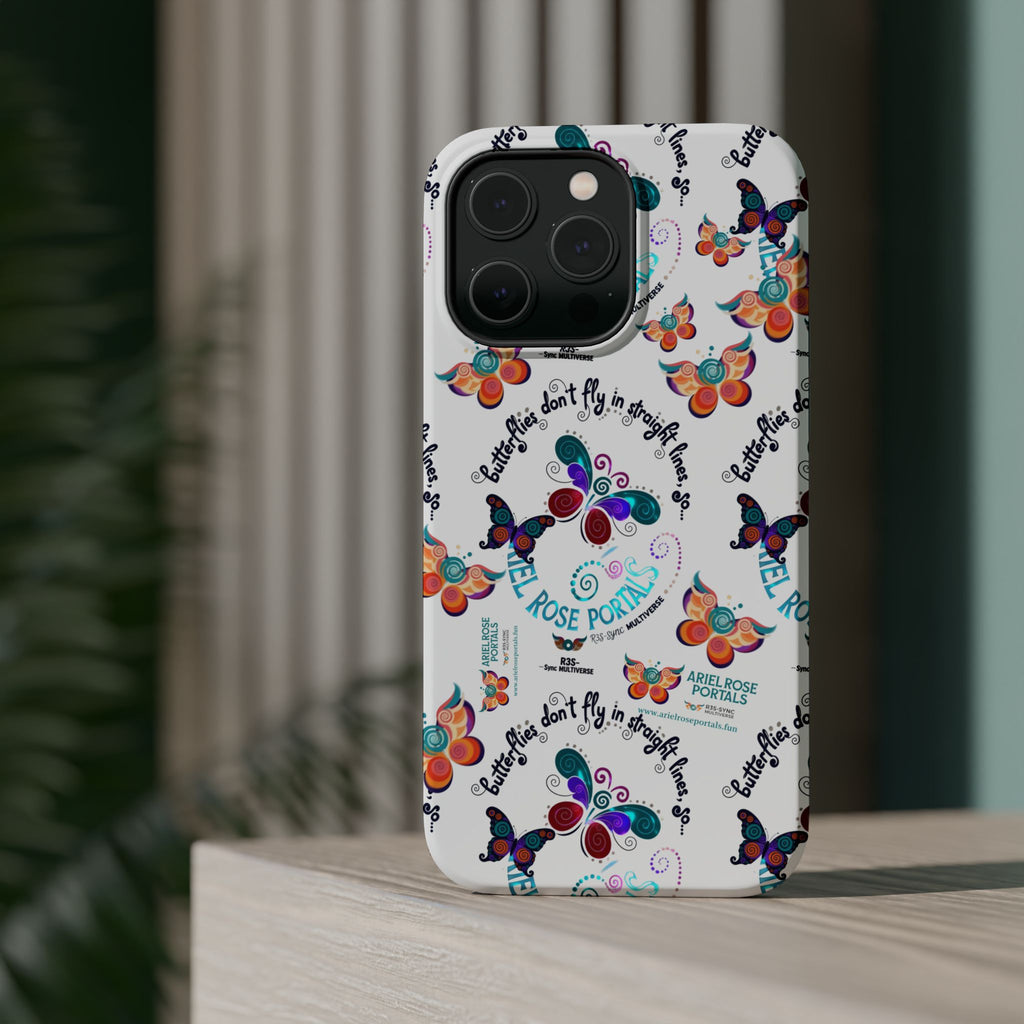 Butterfly Pattern Magnetic Phone Case — "How Butterflies Fly" Ariel Rose Portals Design