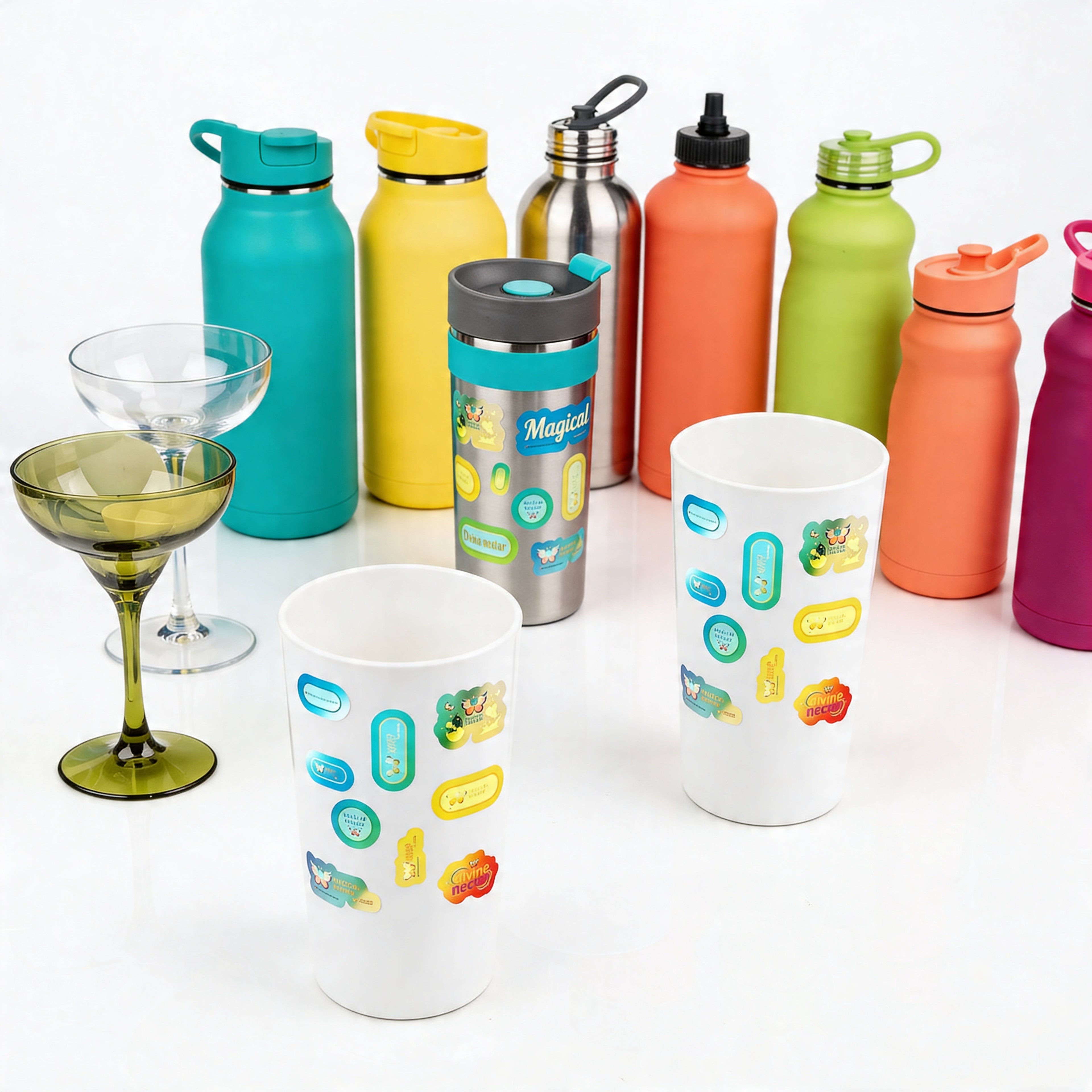 Adesivo fustellato olografico — 'Magical Divine Nectar Ariel Rose Portals' Vinile iridescente impermeabile per esterni