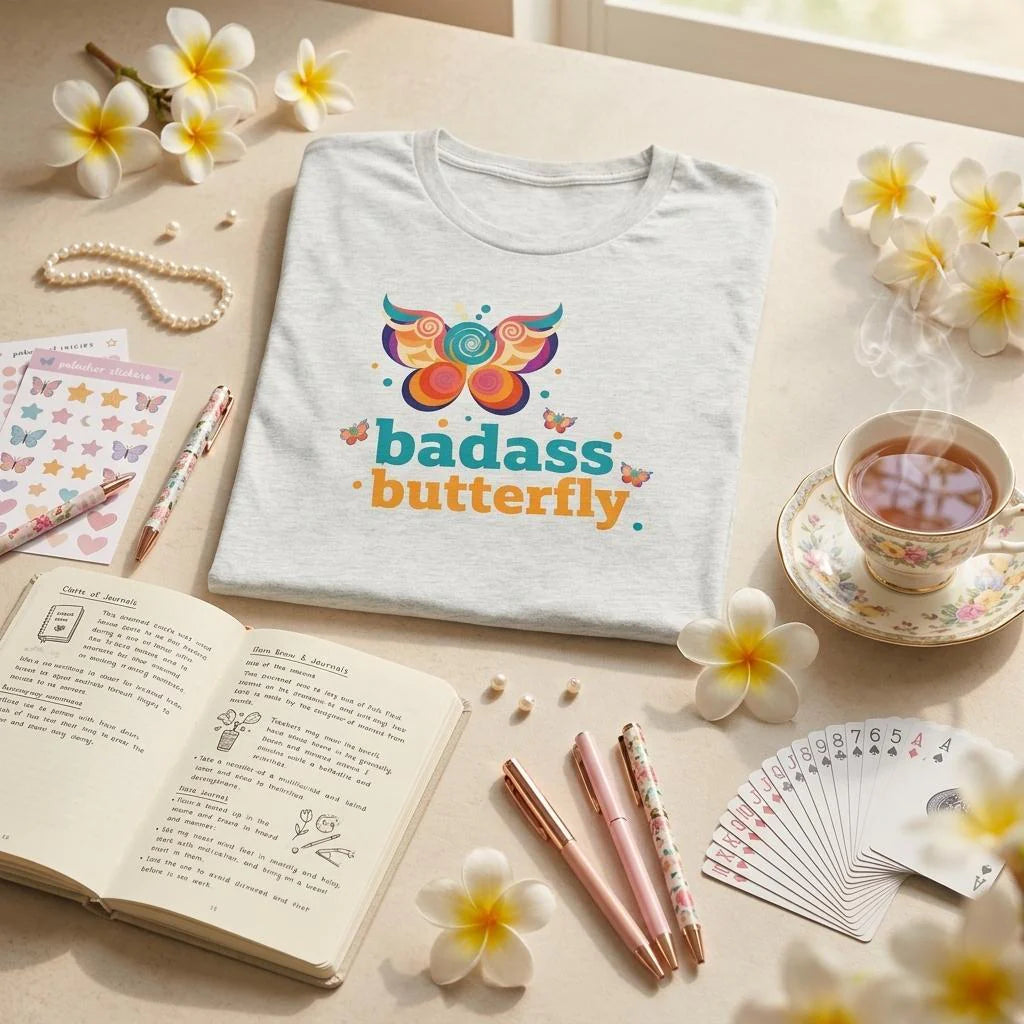 Badass Butterfly & Ariel Rose Portals Logo T-Shirt | Ultra Soft Unisex Tri-Blend Tee