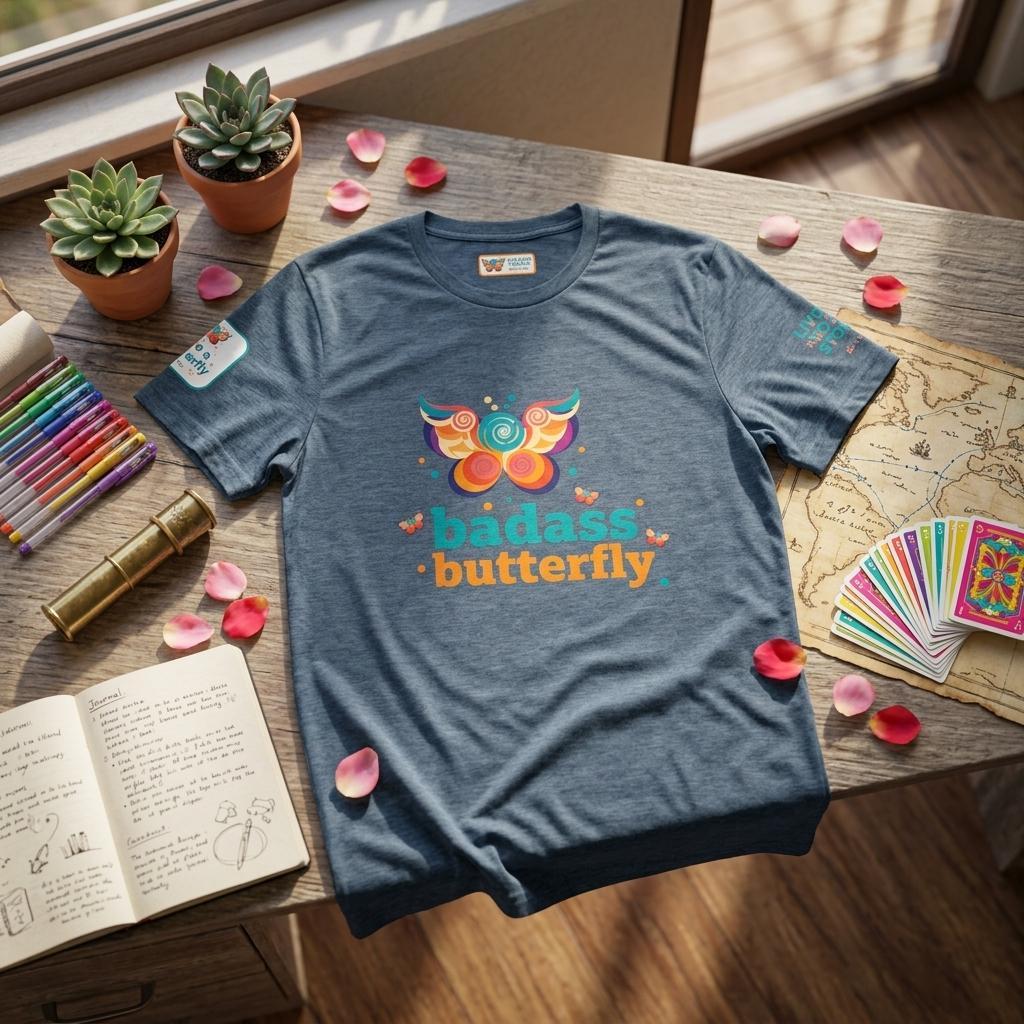 Badass Butterfly & Ariel Rose Portals Logo T-Shirt | Ultra Soft Unisex Tri-Blend Tee
