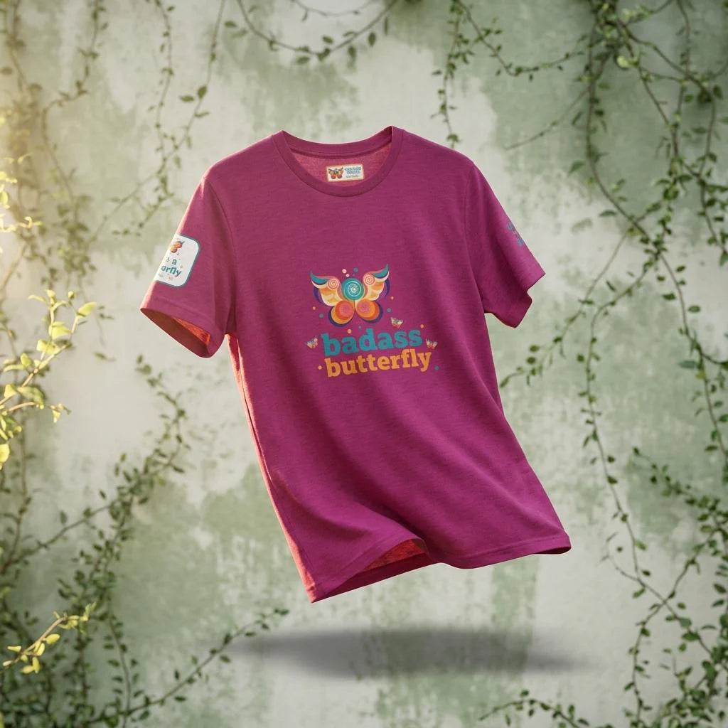 Badass Butterfly & Ariel Rose Portals Logo T-Shirt | Ultra Soft Unisex Tri-Blend Tee