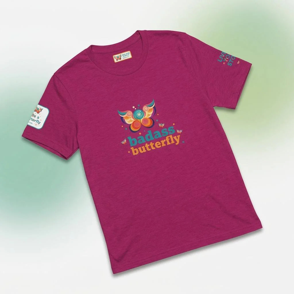 Badass Butterfly & Ariel Rose Portals Logo T-Shirt | Ultra Soft Unisex Tri-Blend Tee