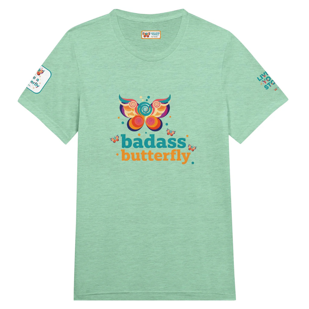 Badass Butterfly & Ariel Rose Portals Logo T-Shirt | Ultra Soft Unisex Tri-Blend Tee