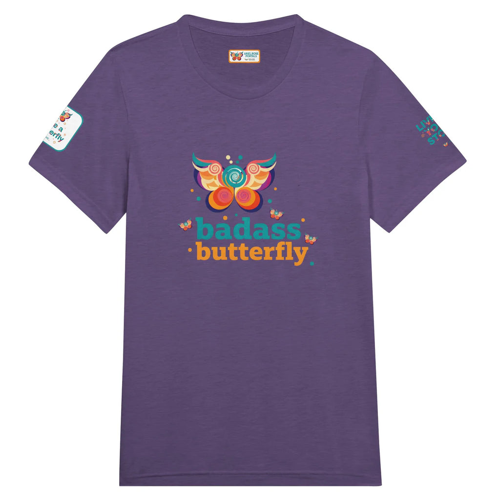Maglietta con logo "Badass Butterfly & Ariel Rose Portals" | T-shirt unisex tri-blend ultra morbida