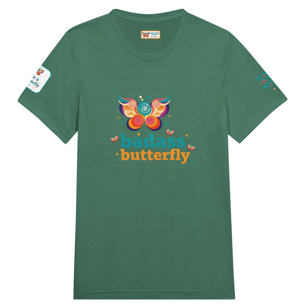 Badass Butterfly & Ariel Rose Portals Logo T-Shirt | Ultra Soft Unisex Tri-Blend Tee
