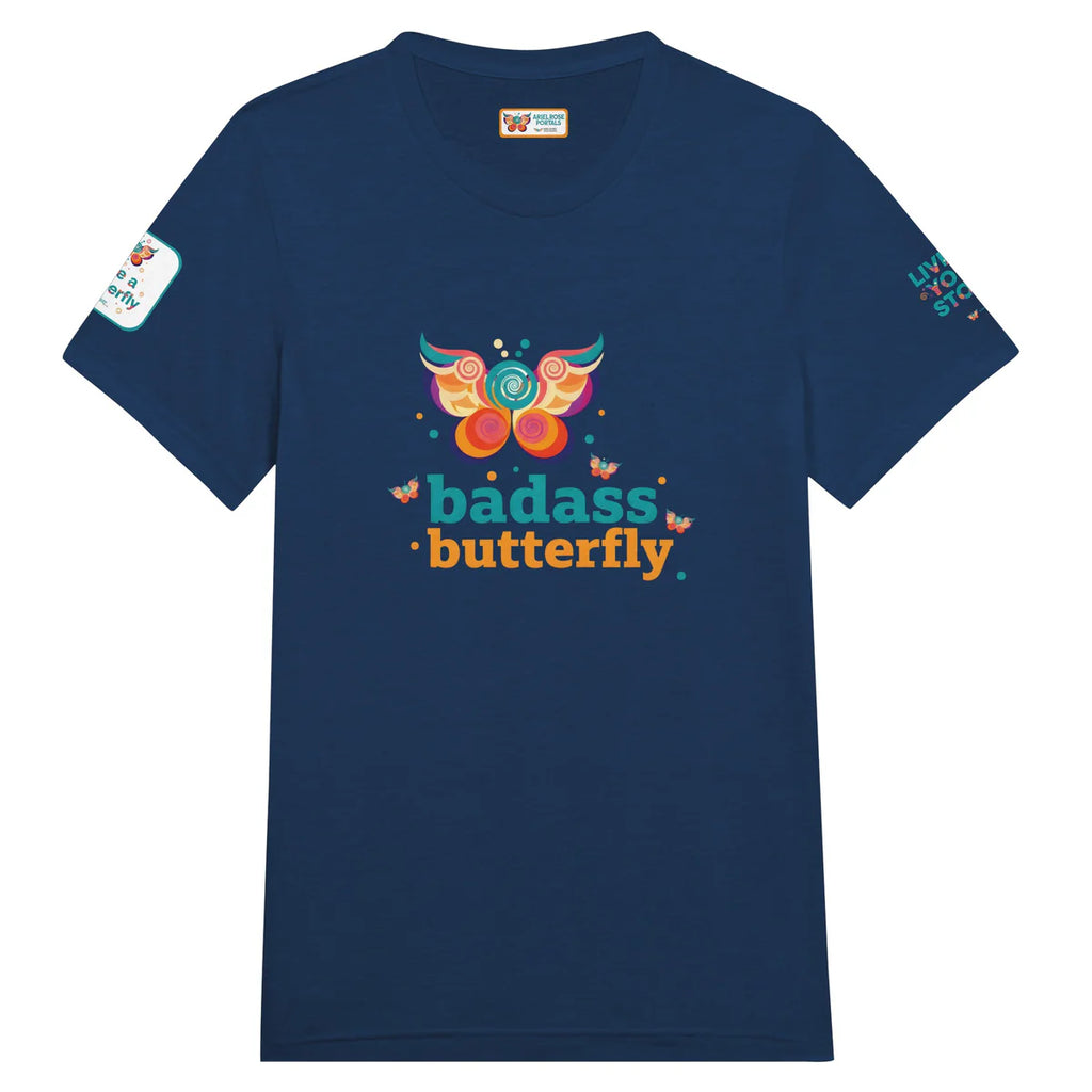 Maglietta con logo "Badass Butterfly & Ariel Rose Portals" | T-shirt unisex tri-blend ultra morbida