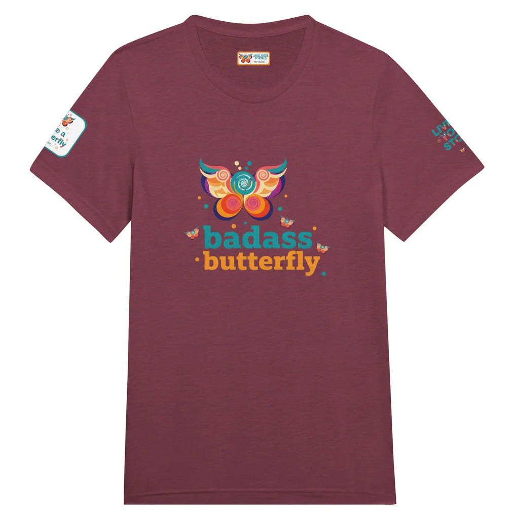 Maglietta con logo "Badass Butterfly & Ariel Rose Portals" | T-shirt unisex tri-blend ultra morbida
