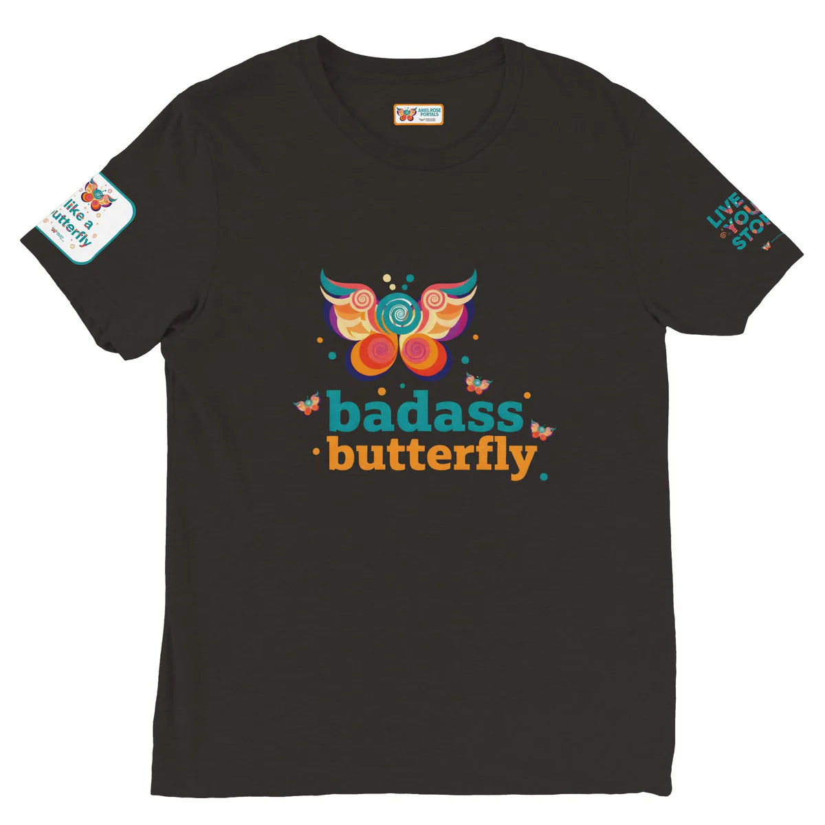 Maglietta con logo "Badass Butterfly & Ariel Rose Portals" | T-shirt unisex tri-blend ultra morbida