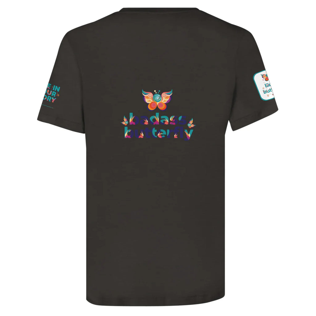 Maglietta con logo "Badass Butterfly & Ariel Rose Portals" | T-shirt unisex tri-blend ultra morbida