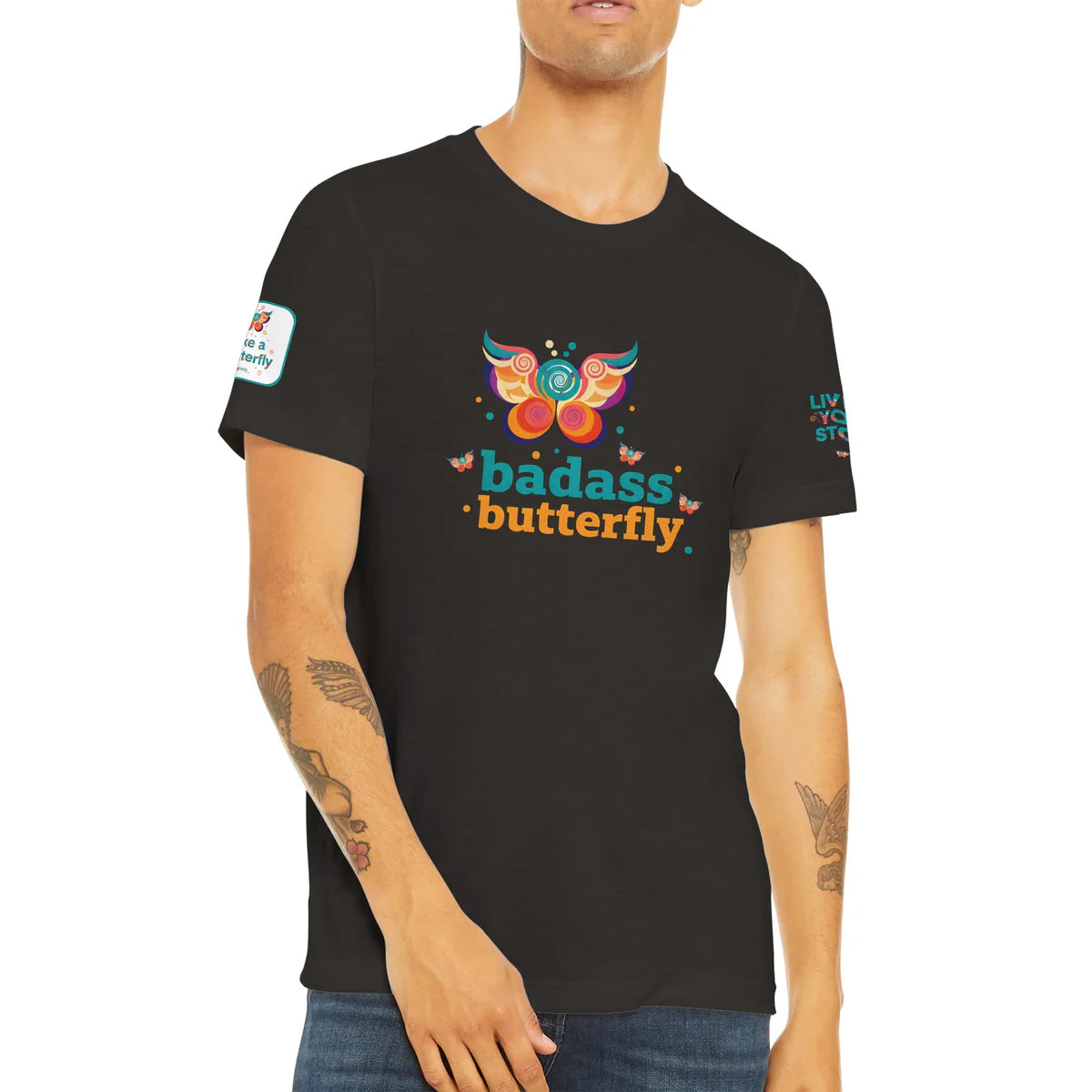 Badass Butterfly & Ariel Rose Portals Logo T-Shirt | Ultra Soft Unisex Tri-Blend Tee