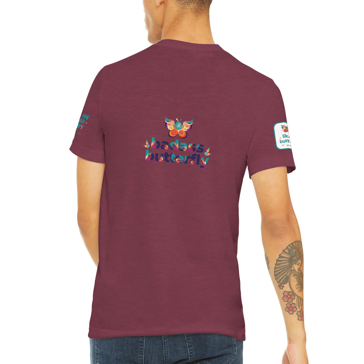 Maglietta con logo "Badass Butterfly & Ariel Rose Portals" | T-shirt unisex tri-blend ultra morbida
