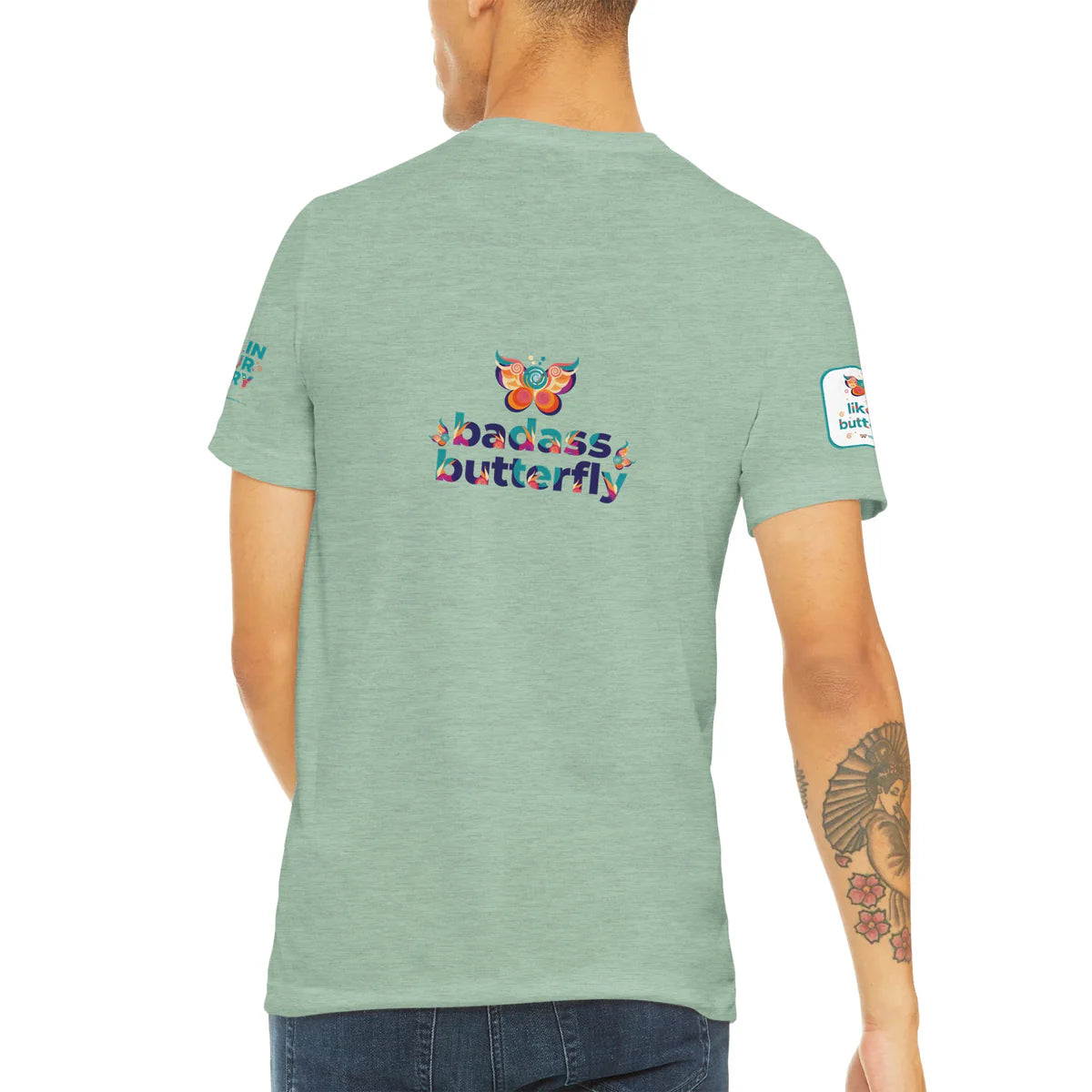 Maglietta con logo "Badass Butterfly & Ariel Rose Portals" | T-shirt unisex tri-blend ultra morbida