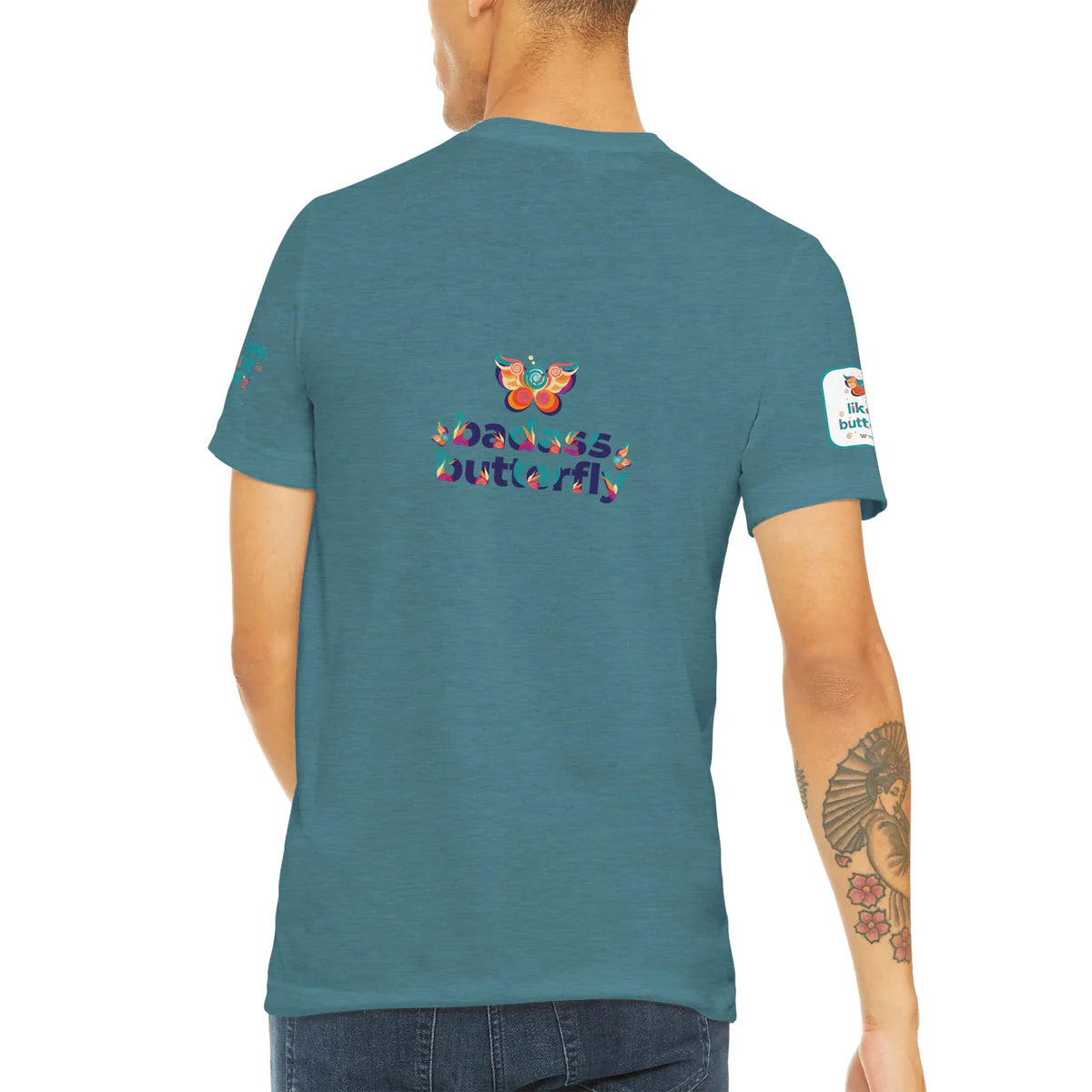 Maglietta con logo "Badass Butterfly & Ariel Rose Portals" | T-shirt unisex tri-blend ultra morbida