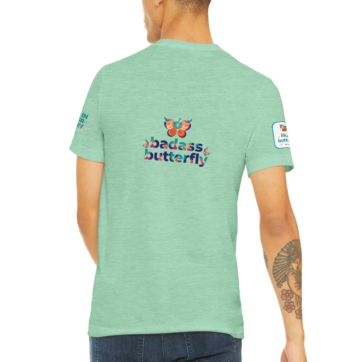 Maglietta con logo "Badass Butterfly & Ariel Rose Portals" | T-shirt unisex tri-blend ultra morbida