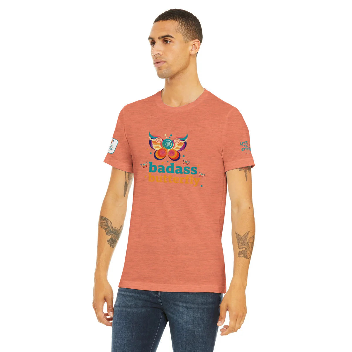 Maglietta con logo "Badass Butterfly & Ariel Rose Portals" | T-shirt unisex tri-blend ultra morbida