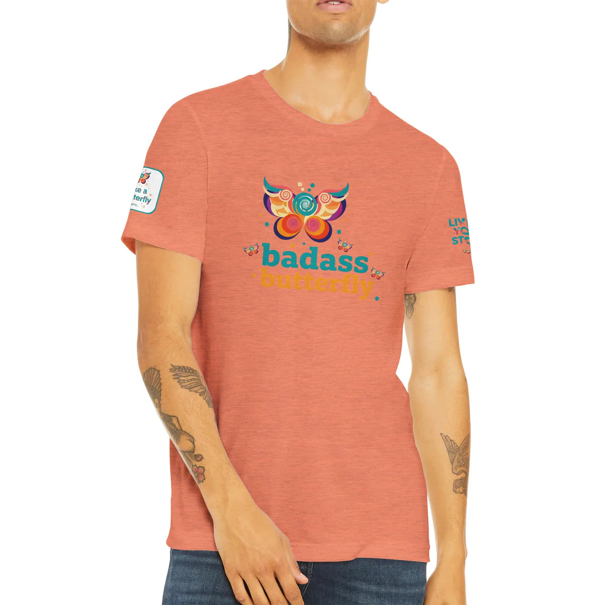 Maglietta con logo "Badass Butterfly & Ariel Rose Portals" | T-shirt unisex tri-blend ultra morbida