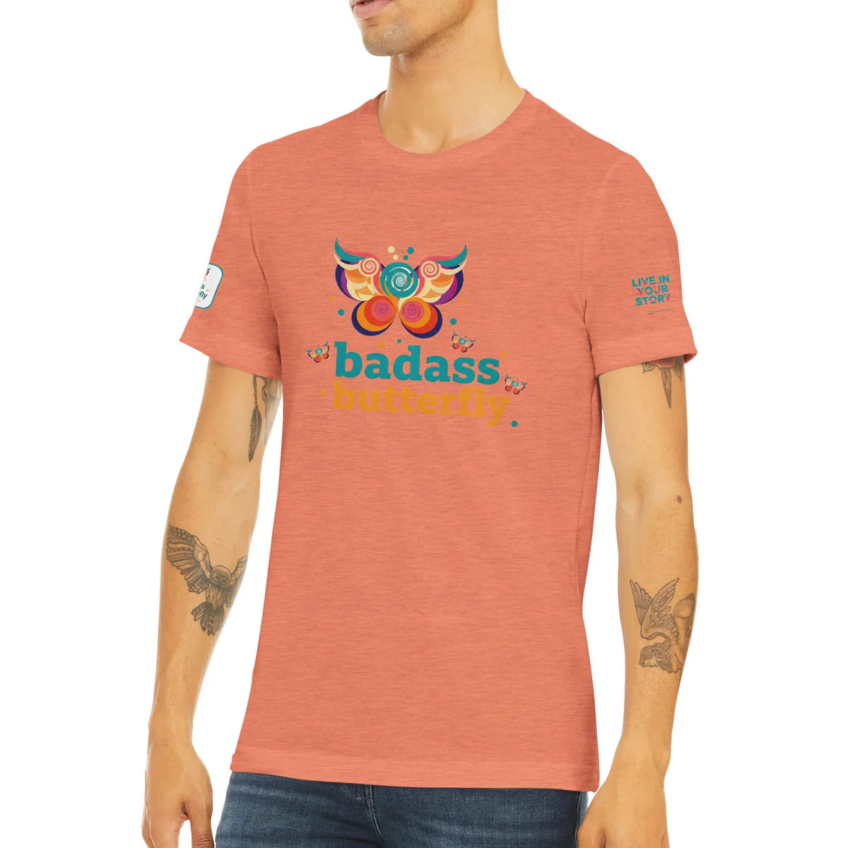 Maglietta con logo "Badass Butterfly & Ariel Rose Portals" | T-shirt unisex tri-blend ultra morbida