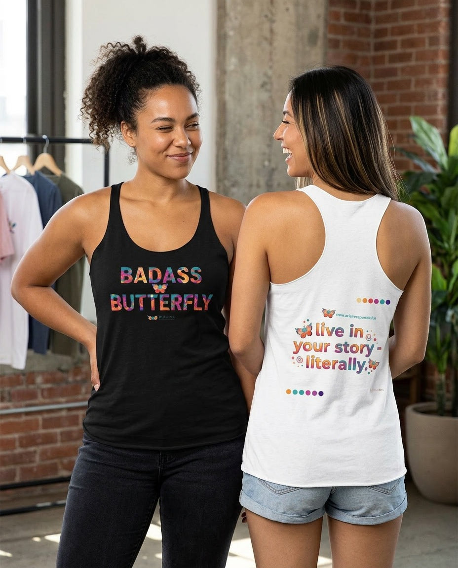 Badass Butterfly Story Racerback Tank