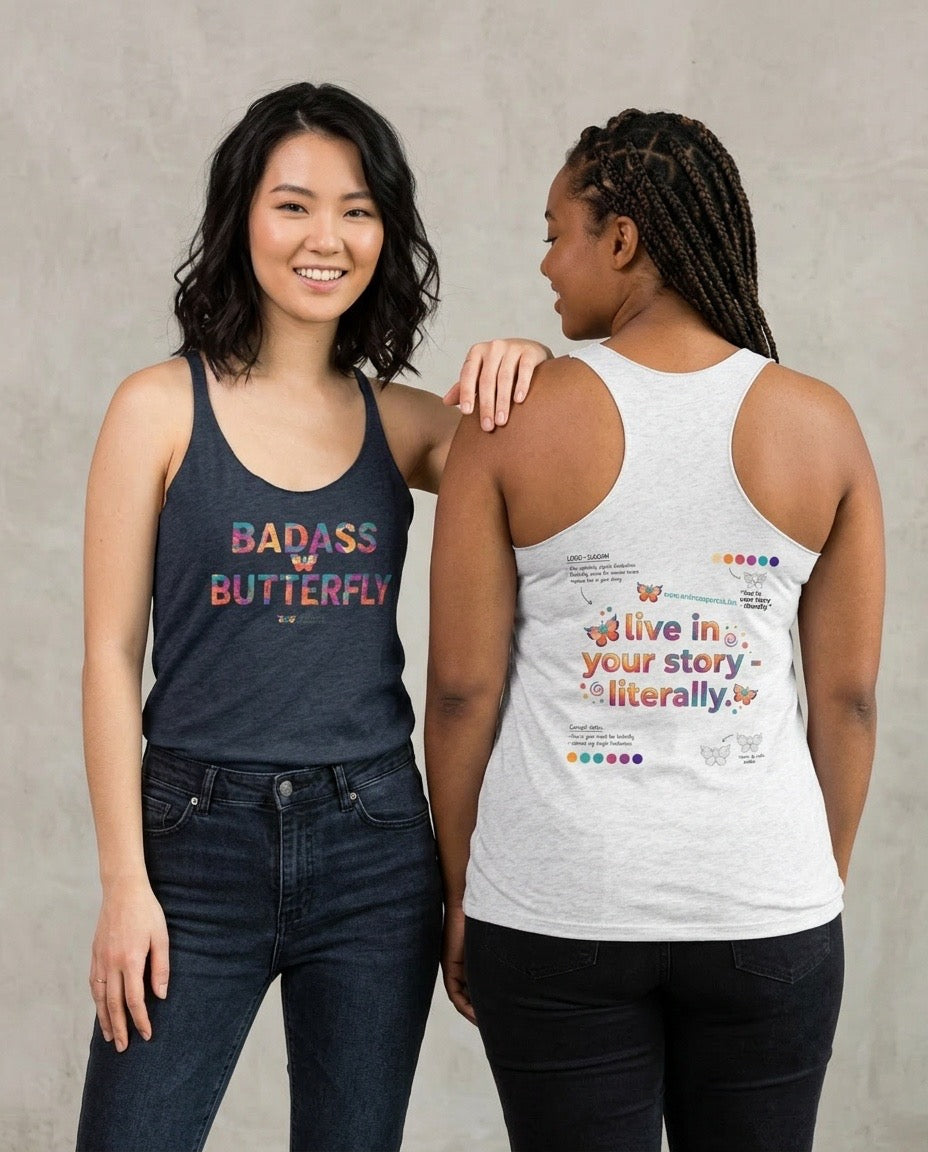 Badass Butterfly Story Racerback Tank