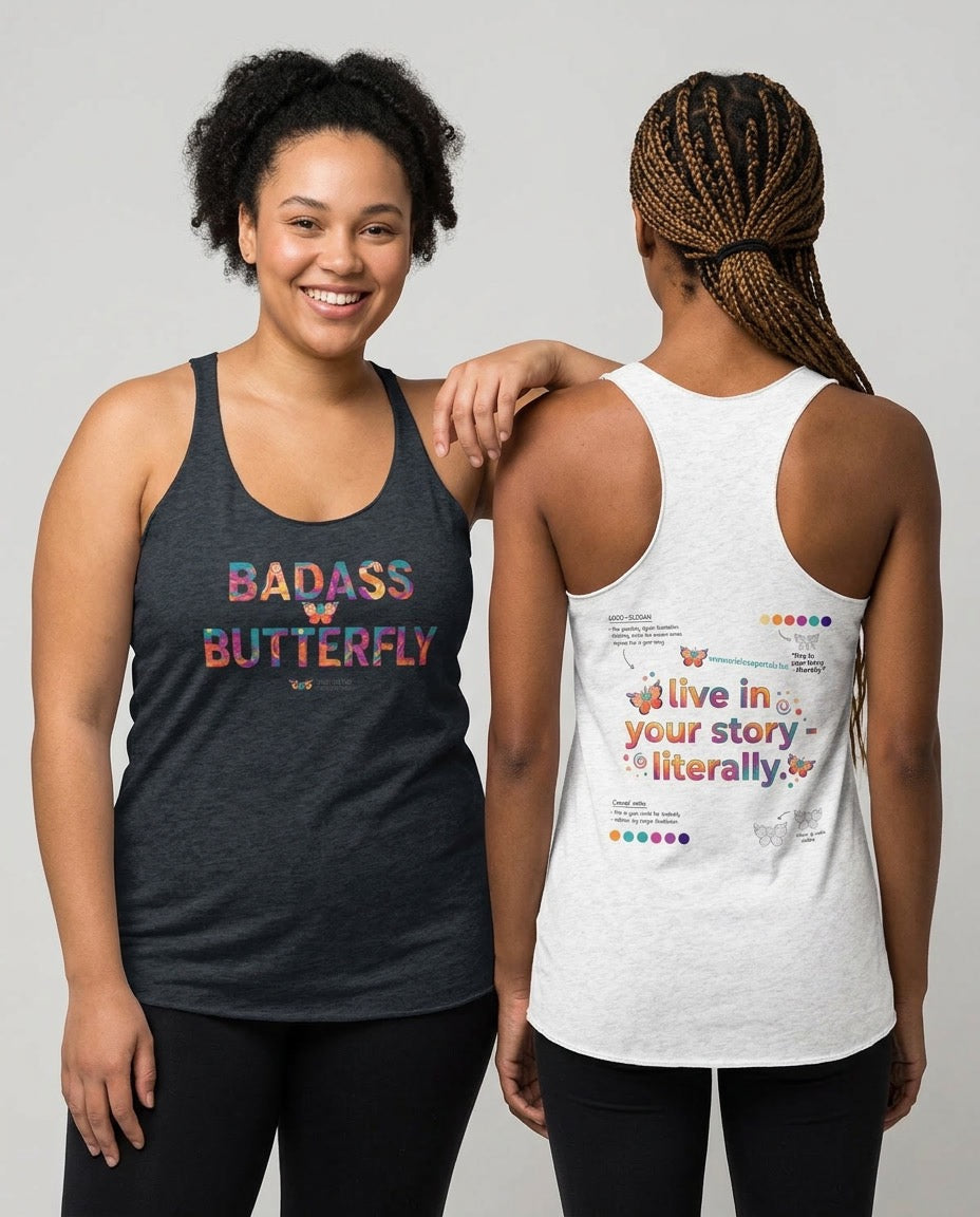 Badass Butterfly Story Racerback Tank