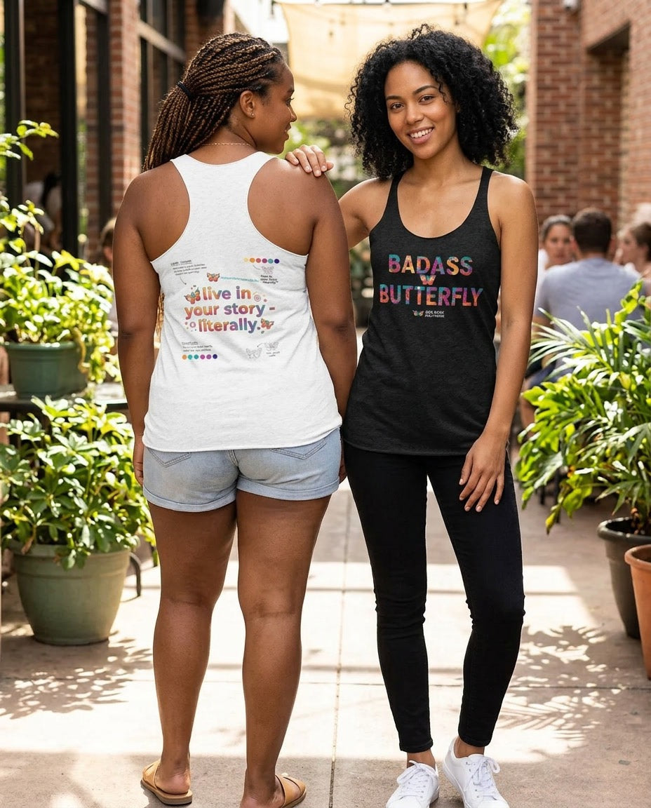 Badass Butterfly Story Racerback Tank