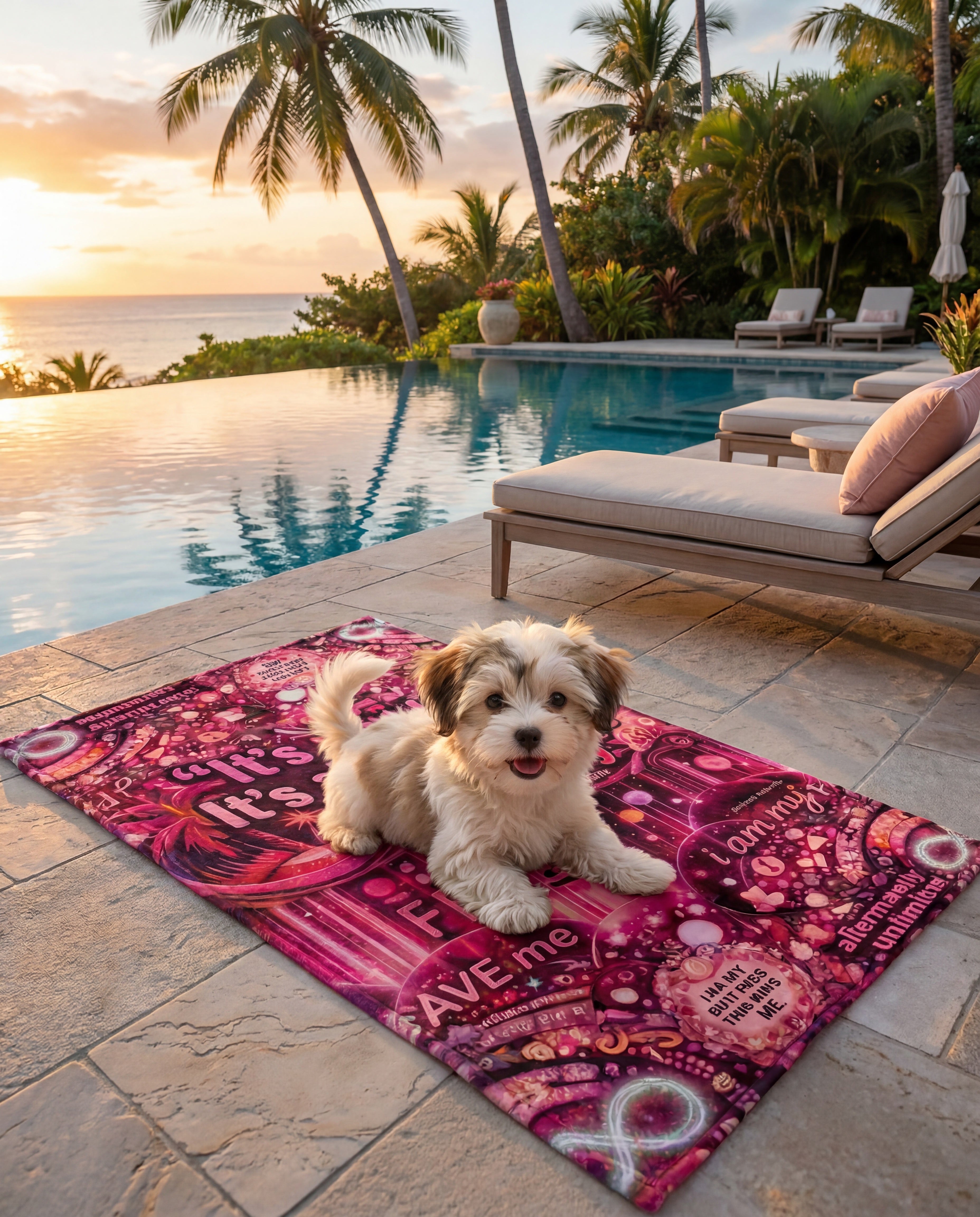 Badass Butterfly R3S-Carpet R3s-Recovery Cloak Beach Towel — "It's Perfect, It's All Unfolding Perfectly" Pink Self-Love Design