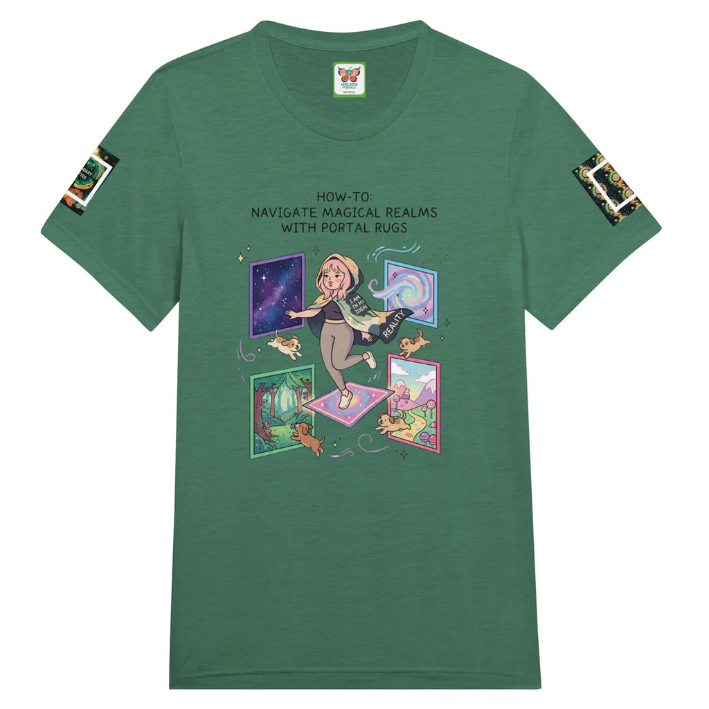 Ariel Rose Portals “How to Use Portal Rugs” Pop Art Triblend Unisex Crewneck T-shirt - Whimsical Cartoon Puppy Design