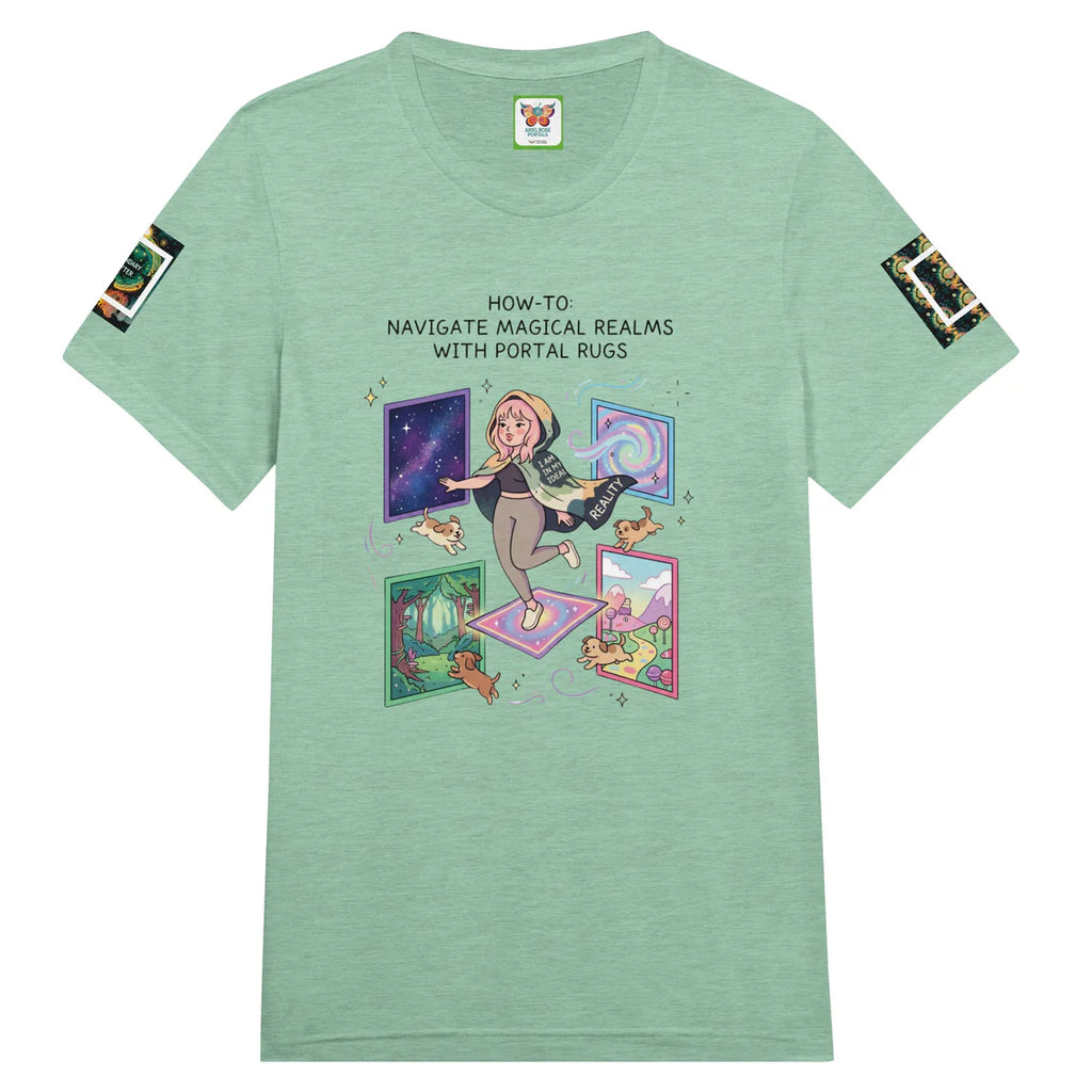 Ariel Rose Portals “How to Use Portal Rugs” Pop Art Triblend Unisex Crewneck T-shirt - Whimsical Cartoon Puppy Design