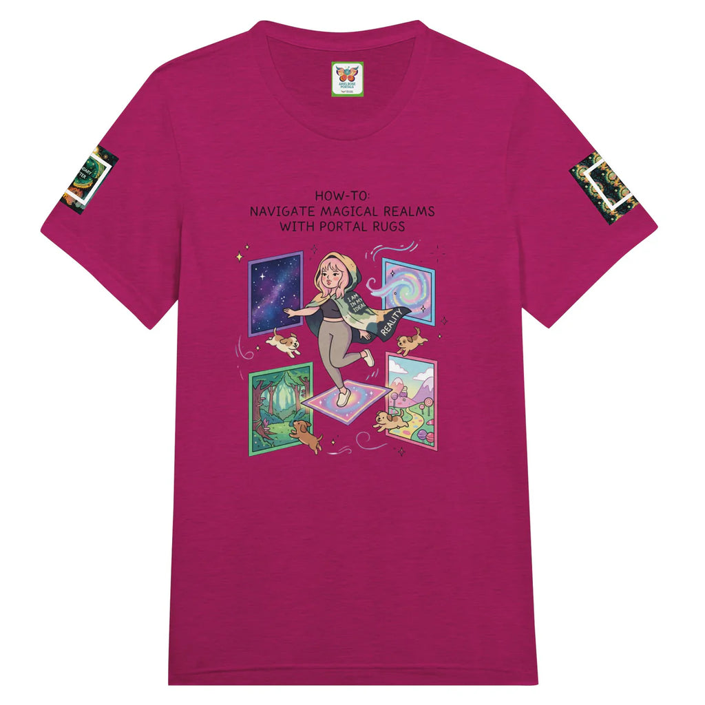 Ariel Rose Portals "How to Use Portal Rugs" Pop Art T-Shirt - Whimsical Cartoon Puppy Design