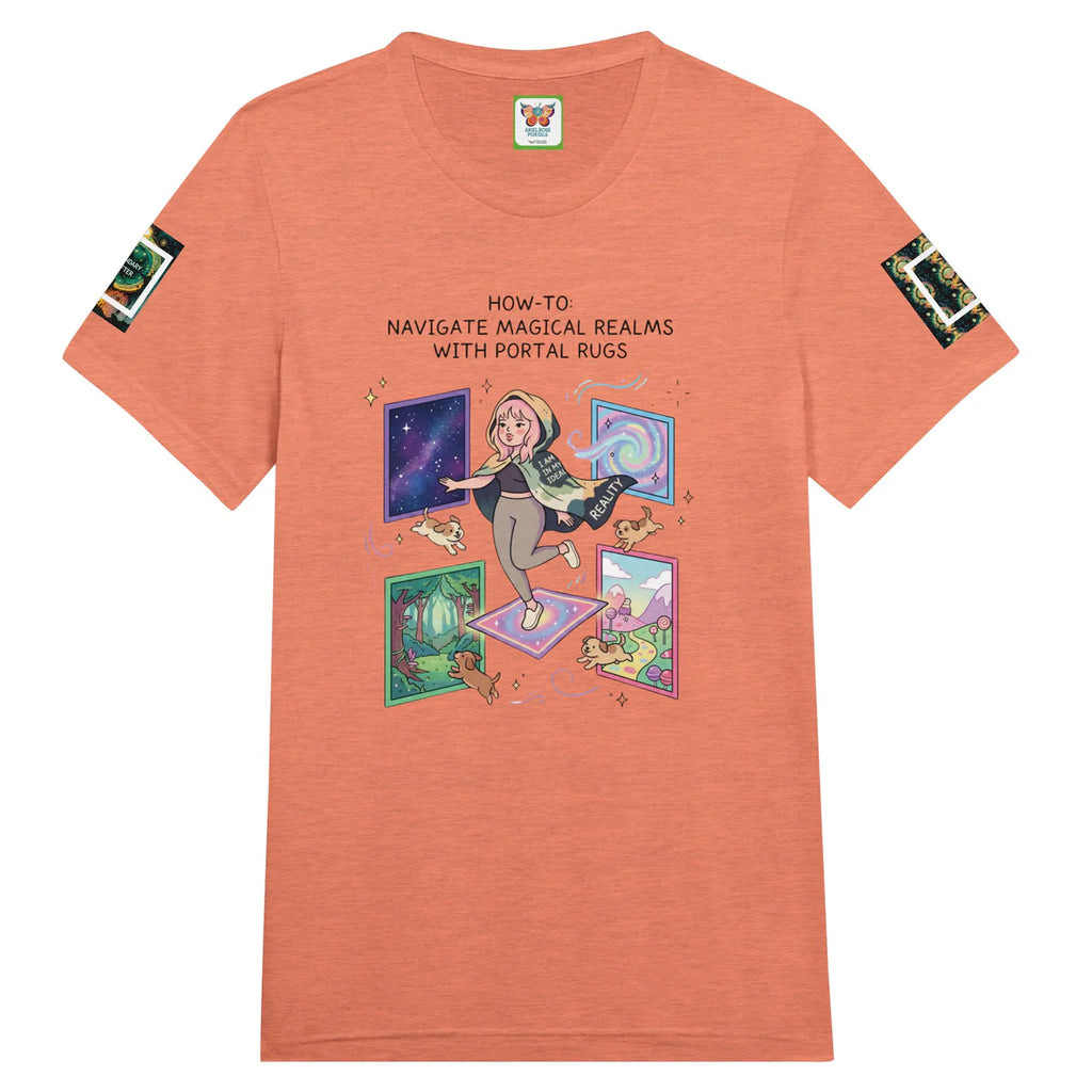Ariel Rose Portals "How to Use Portal Rugs" Pop Art T-Shirt - Whimsical Cartoon Puppy Design