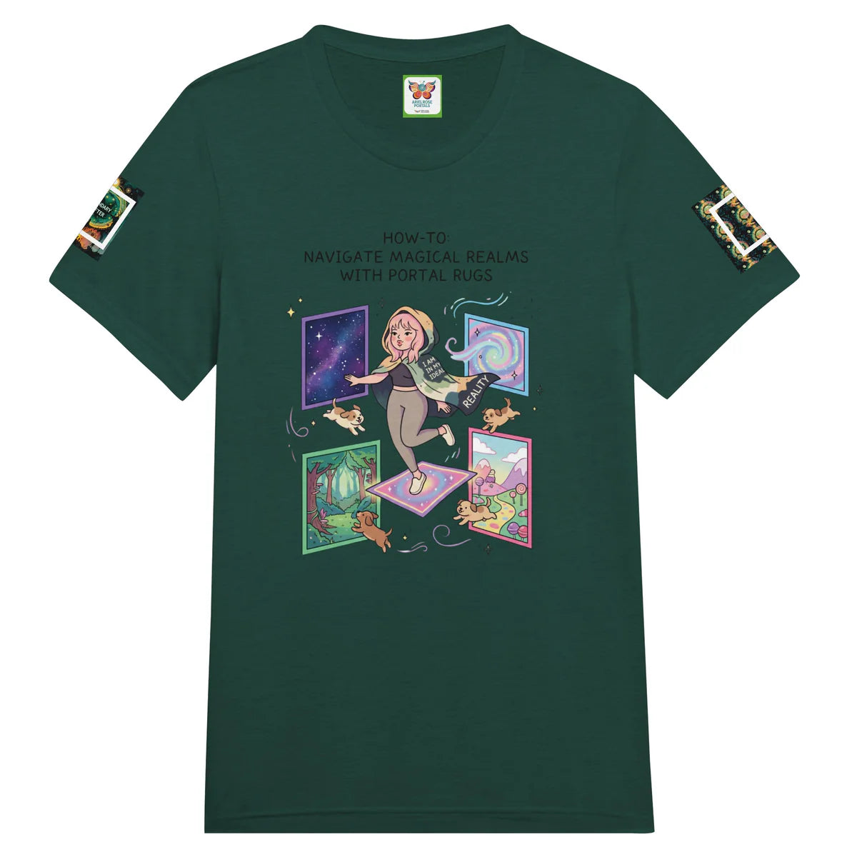 Ariel Rose Portals “How to Use Portal Rugs” Pop Art Triblend Unisex Crewneck T-shirt - Whimsical Cartoon Puppy Design