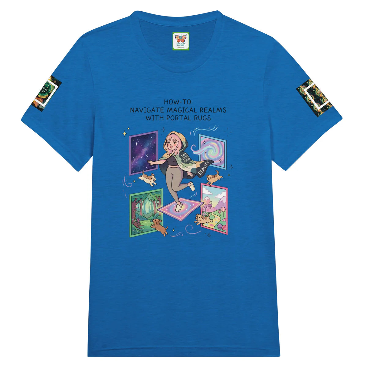 Ariel Rose Portals “How to Use Portal Rugs” Pop Art Triblend Unisex Crewneck T-shirt - Whimsical Cartoon Puppy Design