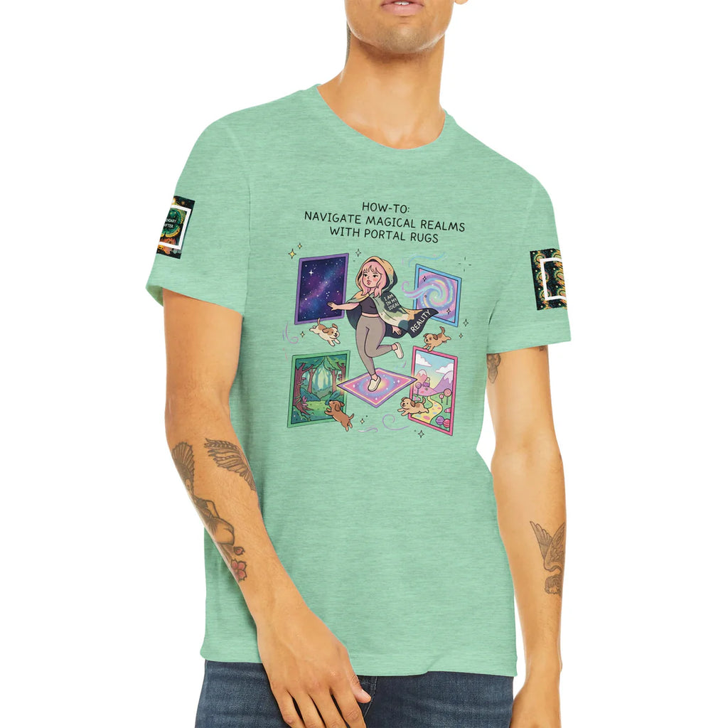 Ariel Rose Portals "How to Use Portal Rugs" Pop Art T-Shirt - Whimsical Cartoon Puppy Design