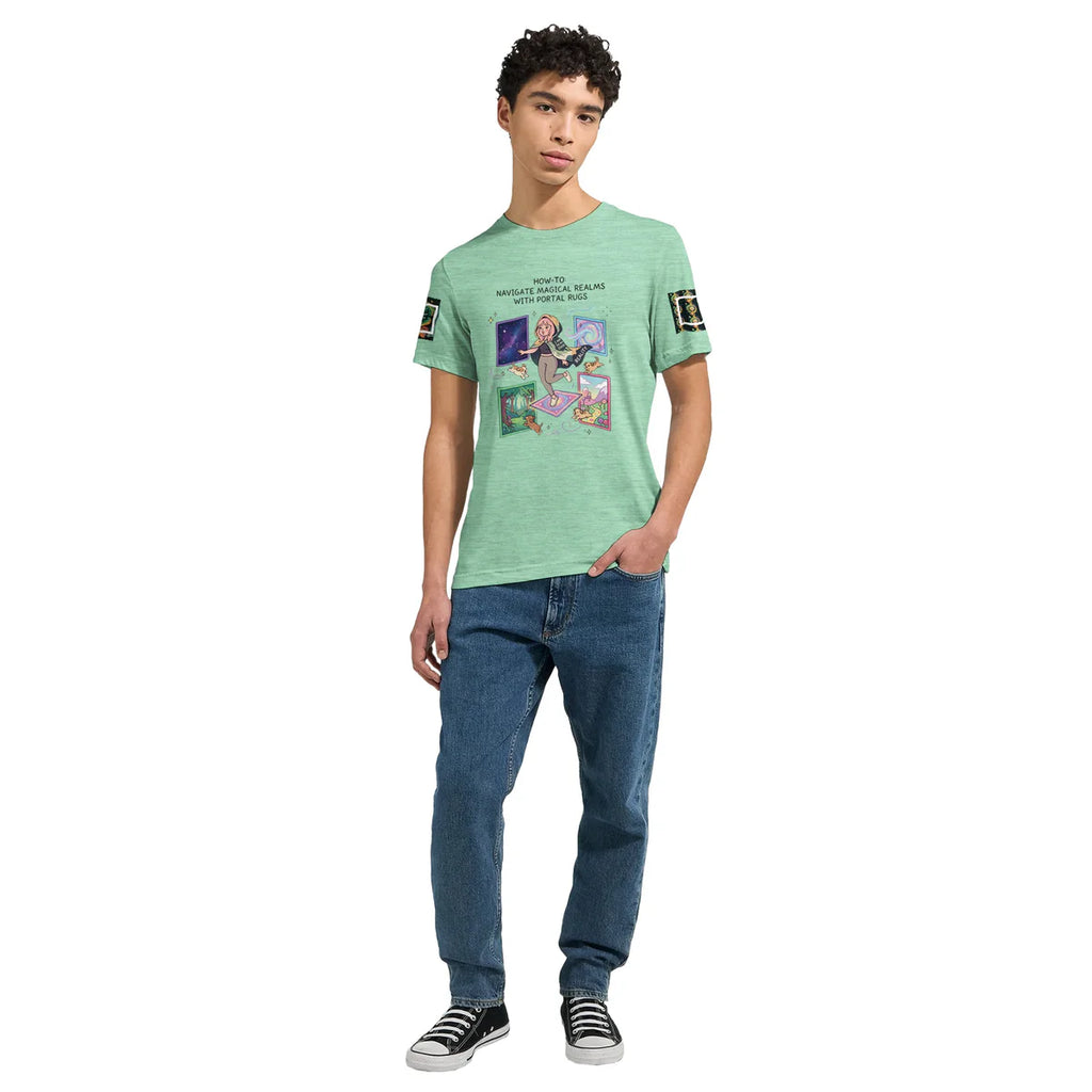 Ariel Rose Portals “How to Use Portal Rugs” Pop Art Triblend Unisex Crewneck T-shirt - Whimsical Cartoon Puppy Design