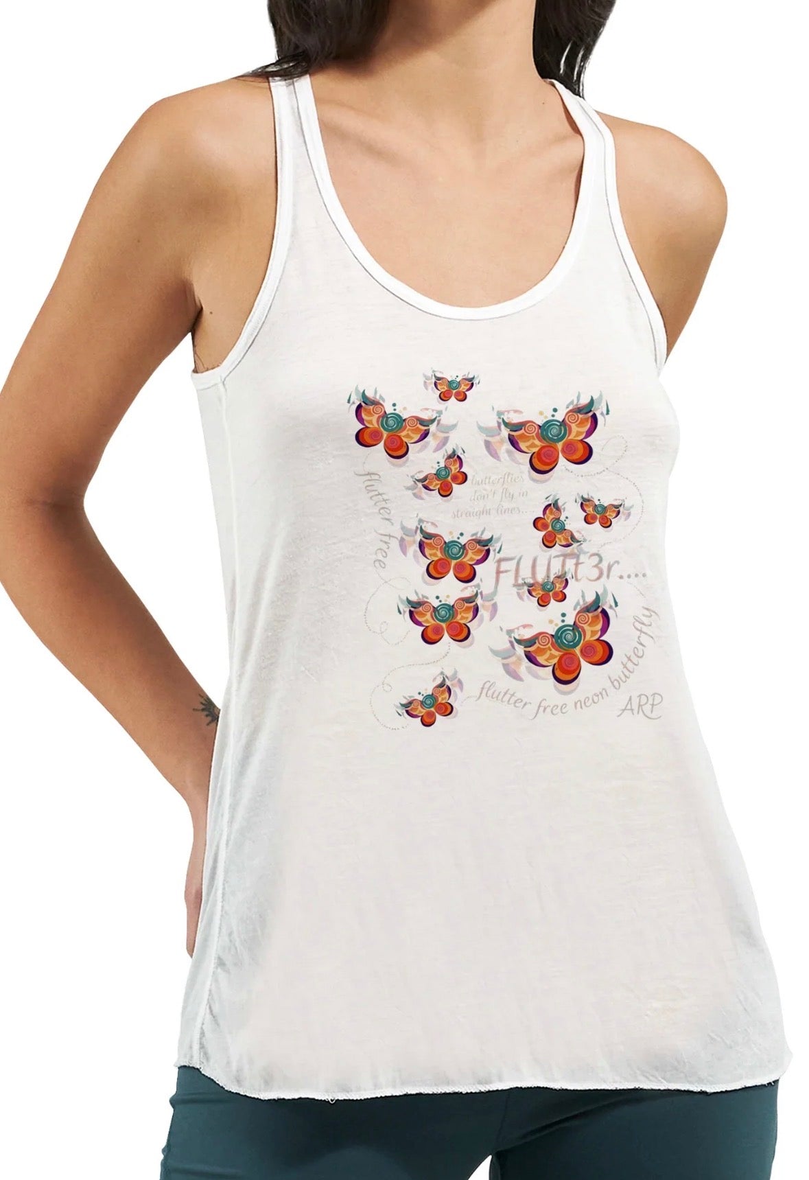 Flutter Butterfly Ariel Rose Portals Flowy Tank Top - Iconic Artwork Wearable Art for Summer & Athleisure