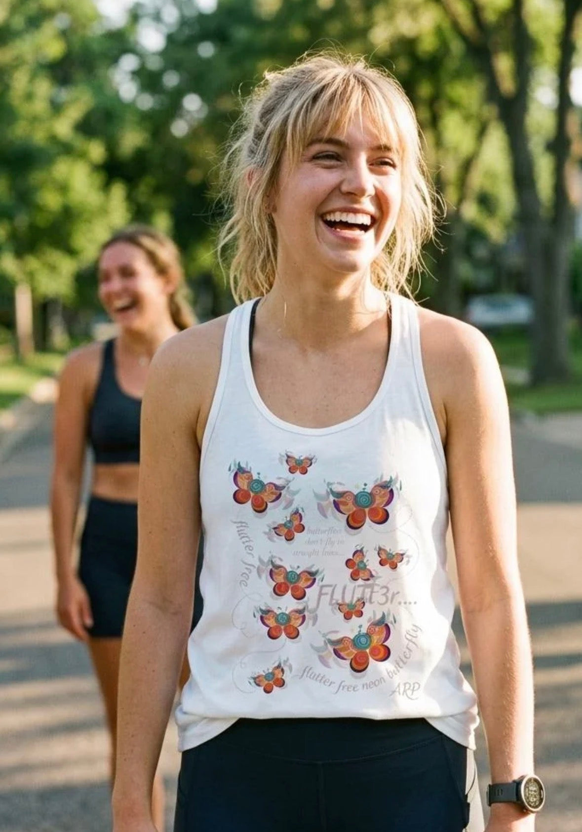 Flutter Butterfly Ariel Rose Portals Flowy Tank Top - Iconic Artwork Wearable Art for Summer & Athleisure