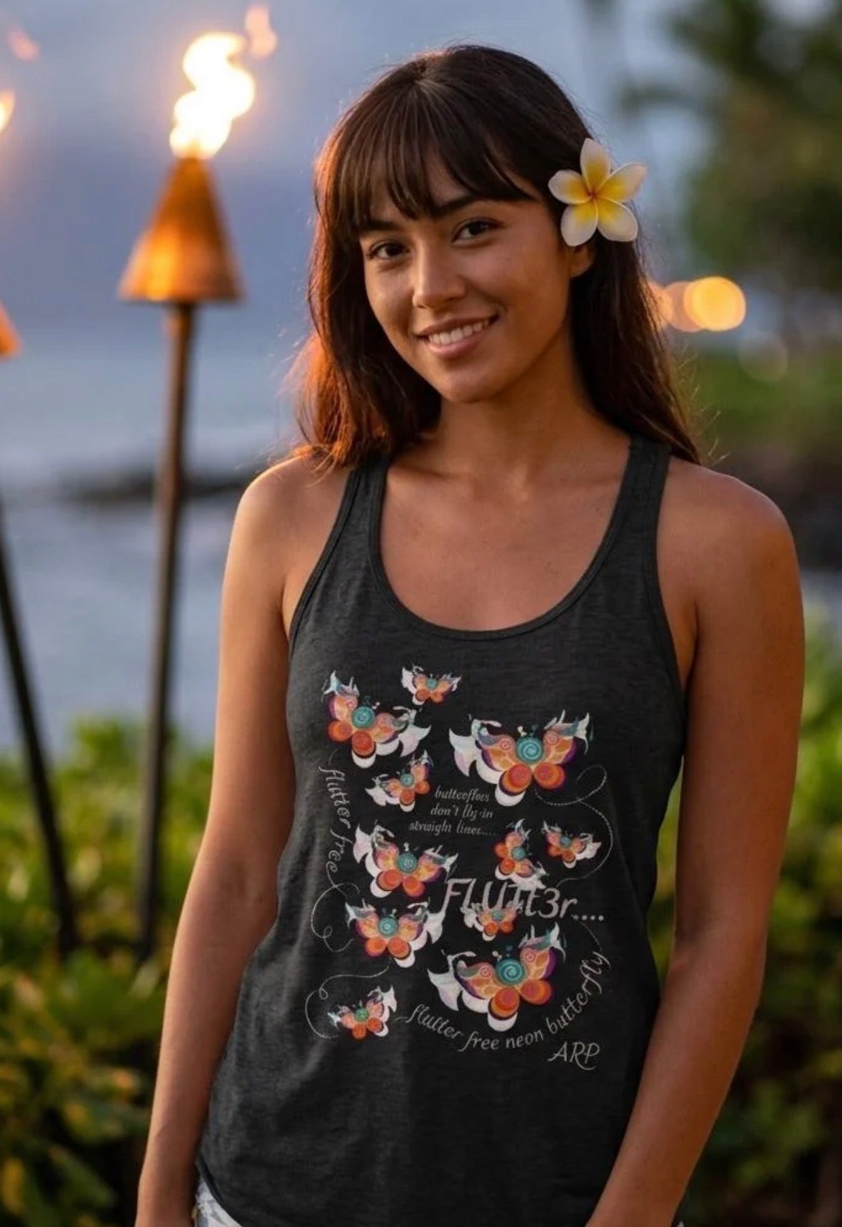 Flutter Butterfly Ariel Rose Portals Flowy Tank Top - Iconic Artwork Wearable Art for Summer & Athleisure